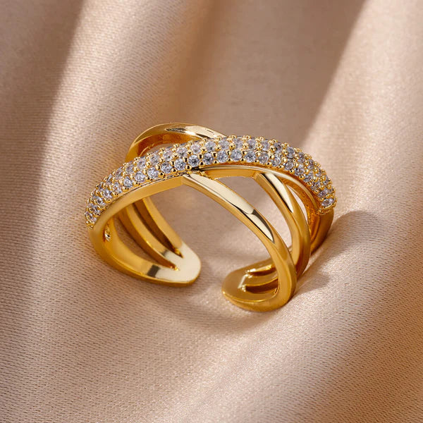 Gold-tone Orpor Ring with sparkling crystal details