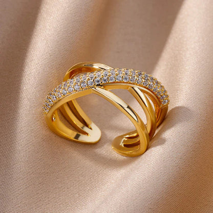 Gold-tone Orpor Ring with sparkling crystal details