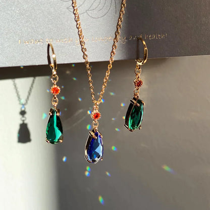 Howl's Necklace & Earrings Set inspired by Howl's Moving Castle with crystal pendant